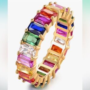 Colorful Gemstone 14kt gold plated over sterling size 7 Ring